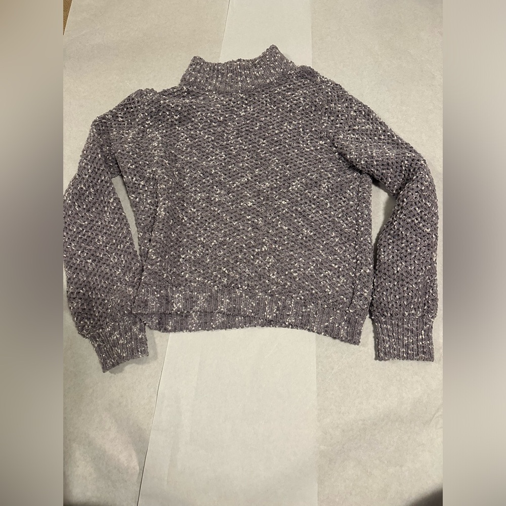Caslon Textured Knit Cowl Sweater - Purple